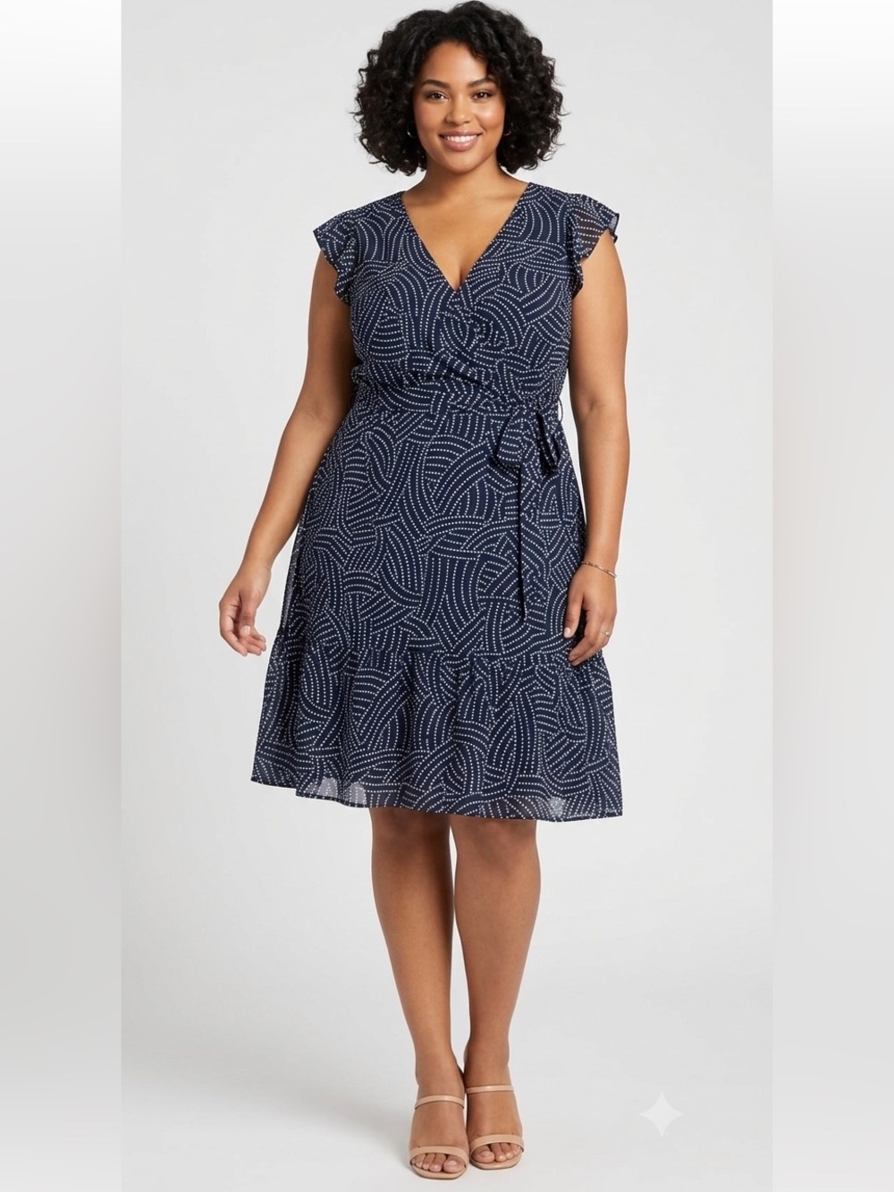 Stella & Julie Boho Artsy Dress Blue Ruffle A-line Sleeveless Women’s Size 18W